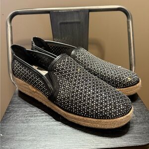 Andiamo Chic Black Studded Espadrille Flats